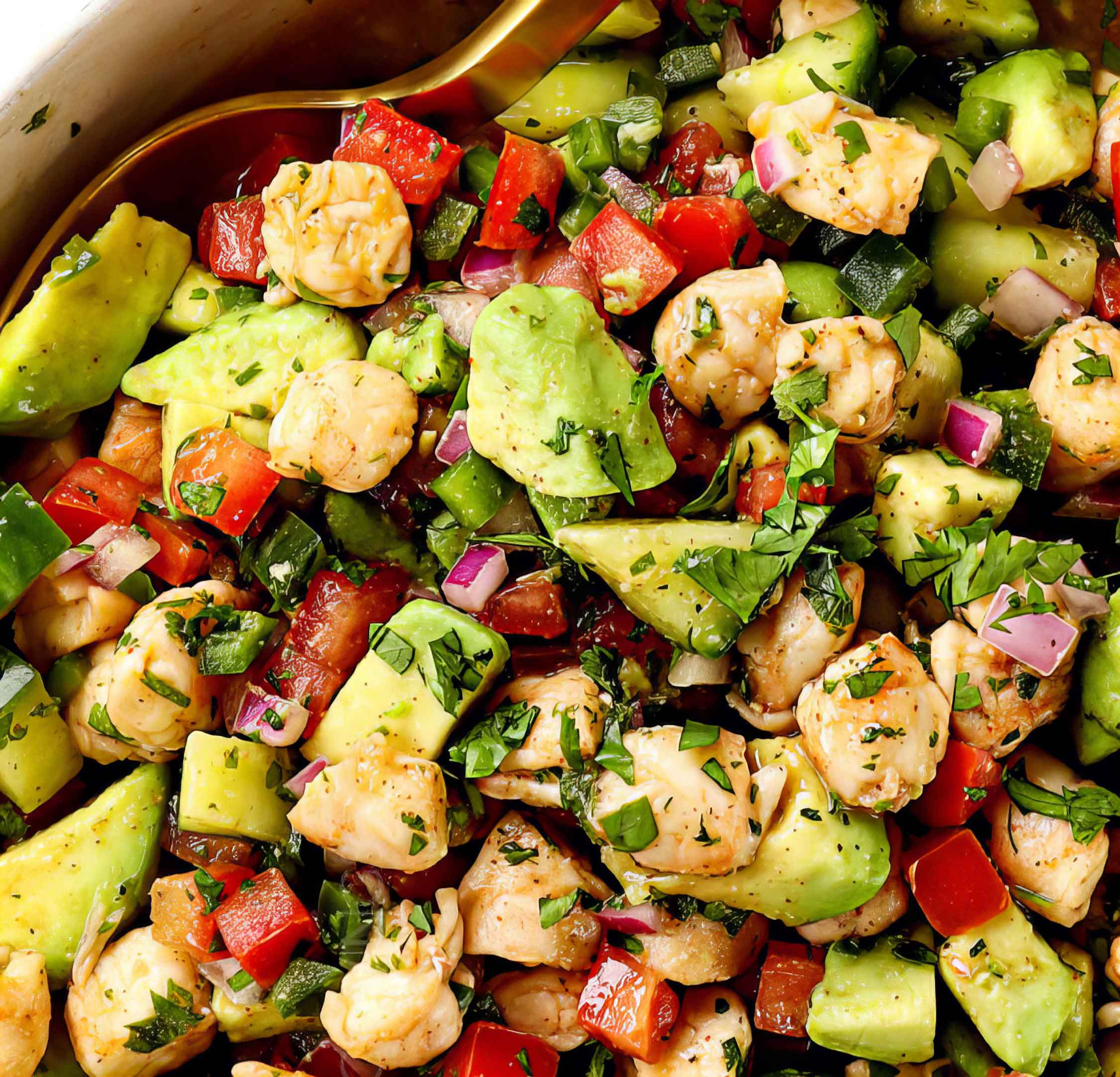A Bowl Of Mexican Shrimp Salad Known As Ceviche Camarones